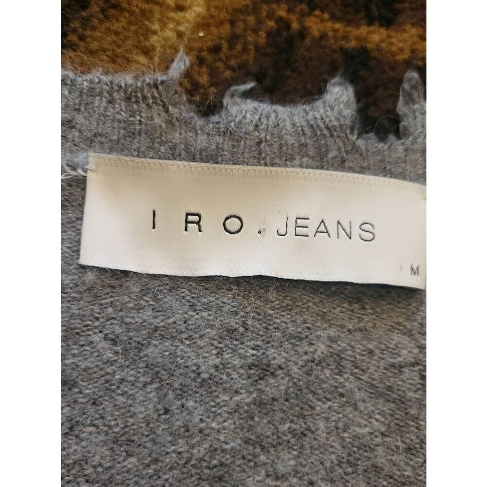 IRO Jeans Sweater Women's Medium Grey Brody Distressed V Neck Oversized Alpaca - Picture 4 of 5